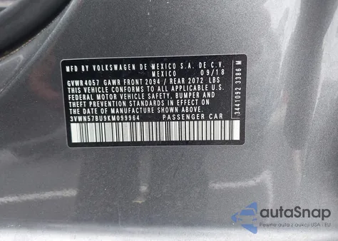 2019 Volkswagen Jetta 1.4T S из США, поврежденный, VIN 3VWN57BU9KM099964